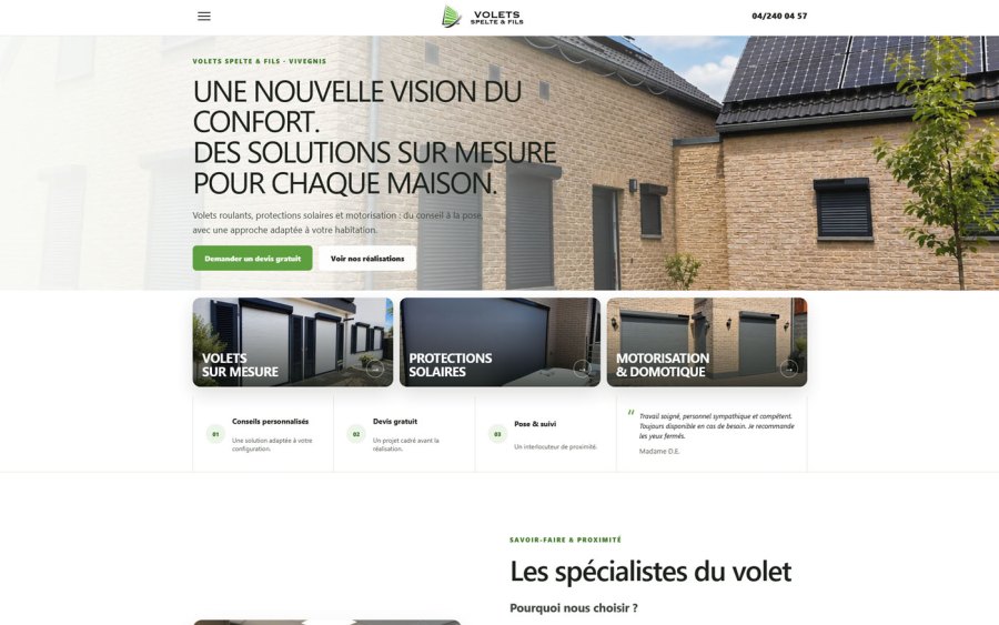 Volet Spelte & Fils — Développement web et accompagnement informatique d’un spécialiste du volet et de la protection solaire